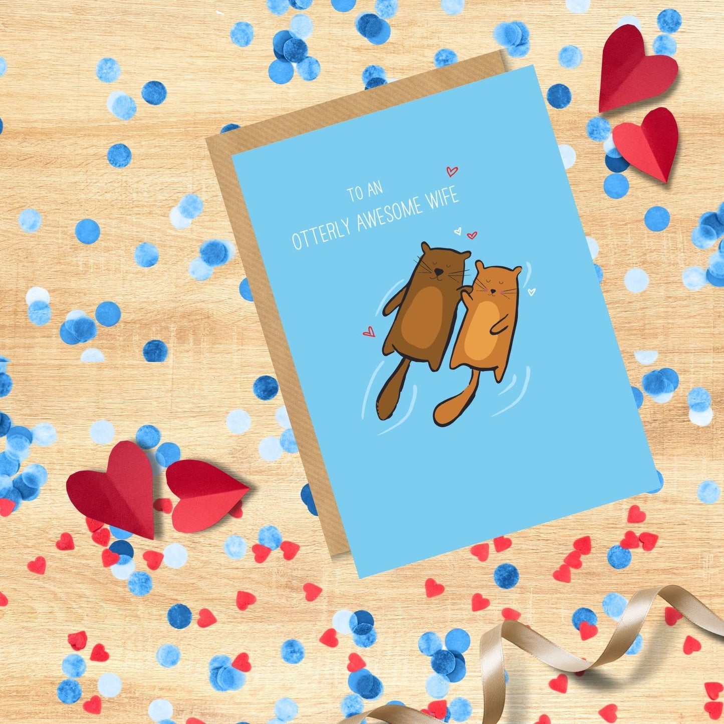 Scribbler To An Otterly Awesome Wife Adorable Otter Couple Greeting Card