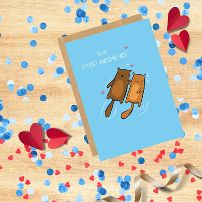 Scribbler To An Otterly Awesome Wife Adorable Otter Couple Greeting Card