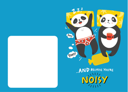 Scribbler Noisy Husband Snoring Panda Pillow Palooza! Funny Greeting Card