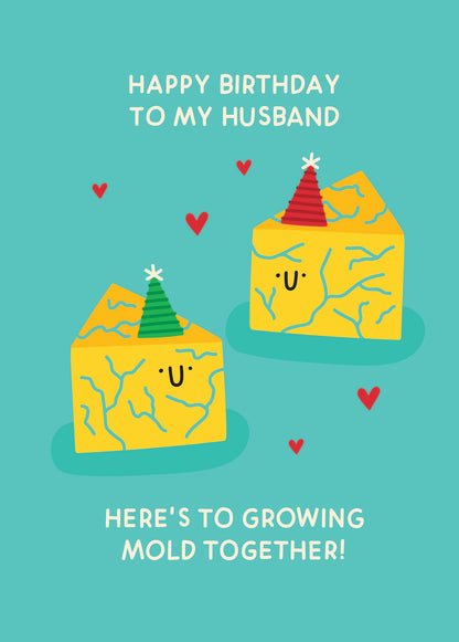 Scribbler Birthday Husband Growing Mold Cheese Twinsies! Funny Birthday Card