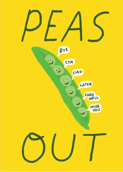 Scribbler Peas Out Sorry You're Leaving Peas In A Pod Fun Leaving Greeting Card