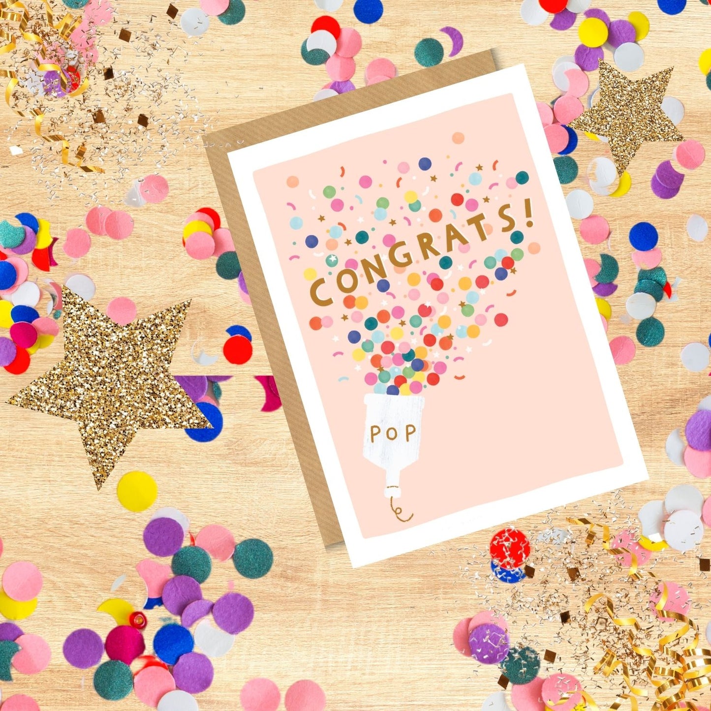 Scribbler Congrats!Party Popper Contemporary Congratulations Greeting Card