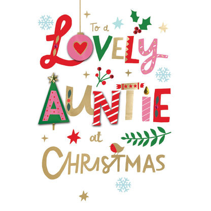 Auntie Christmas Card Snow Much Fun Hand-Finished Embellished Festive Design