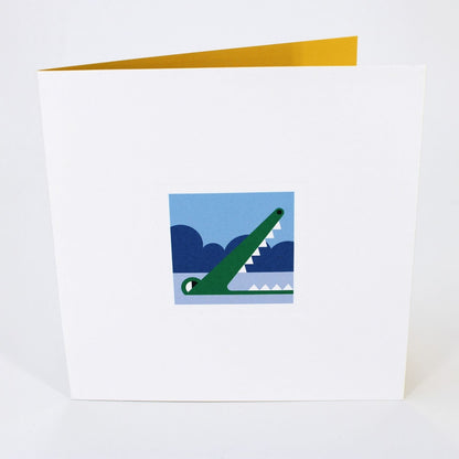 2toTango 3D Pop Up Card Green Crocodile Greeting Card Any Occasion