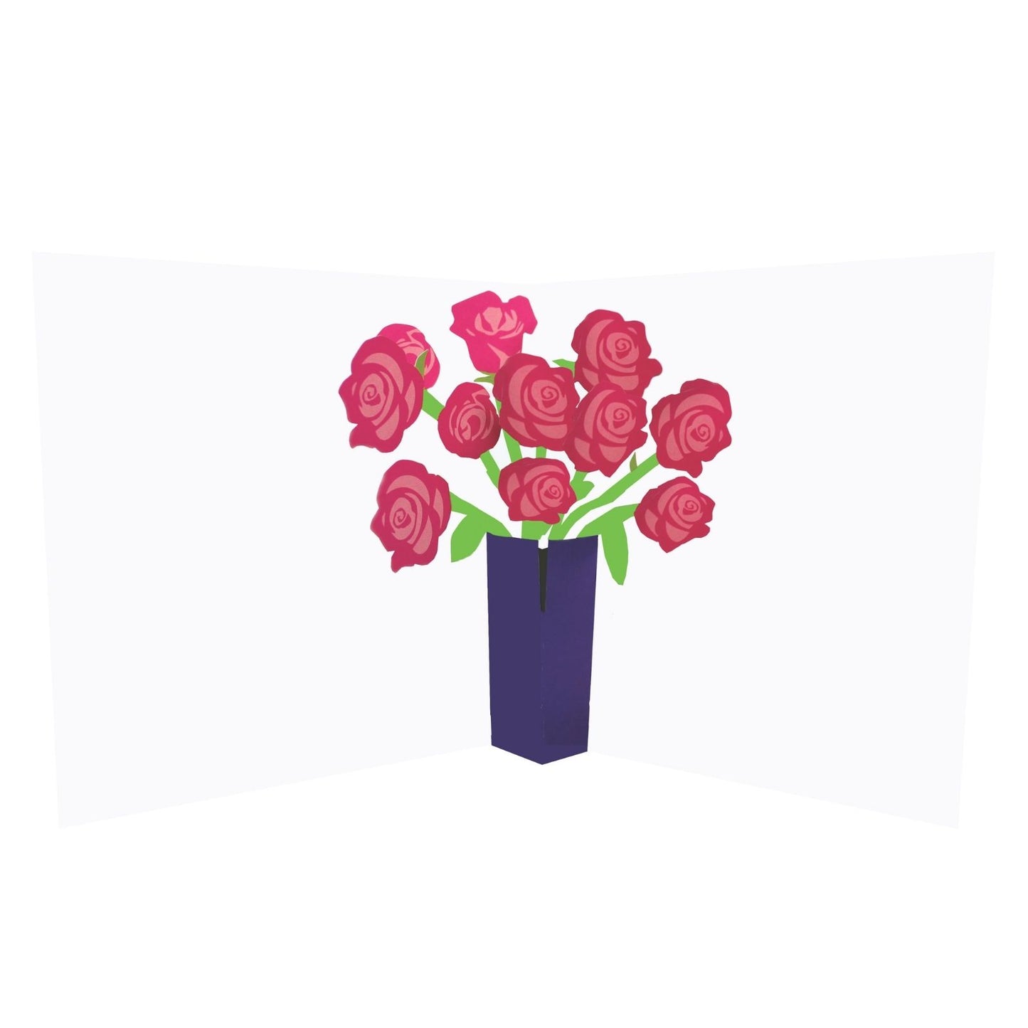2toTango 3D Pop Up Card Floral Display Red Roses Greeting Card Any Occasion