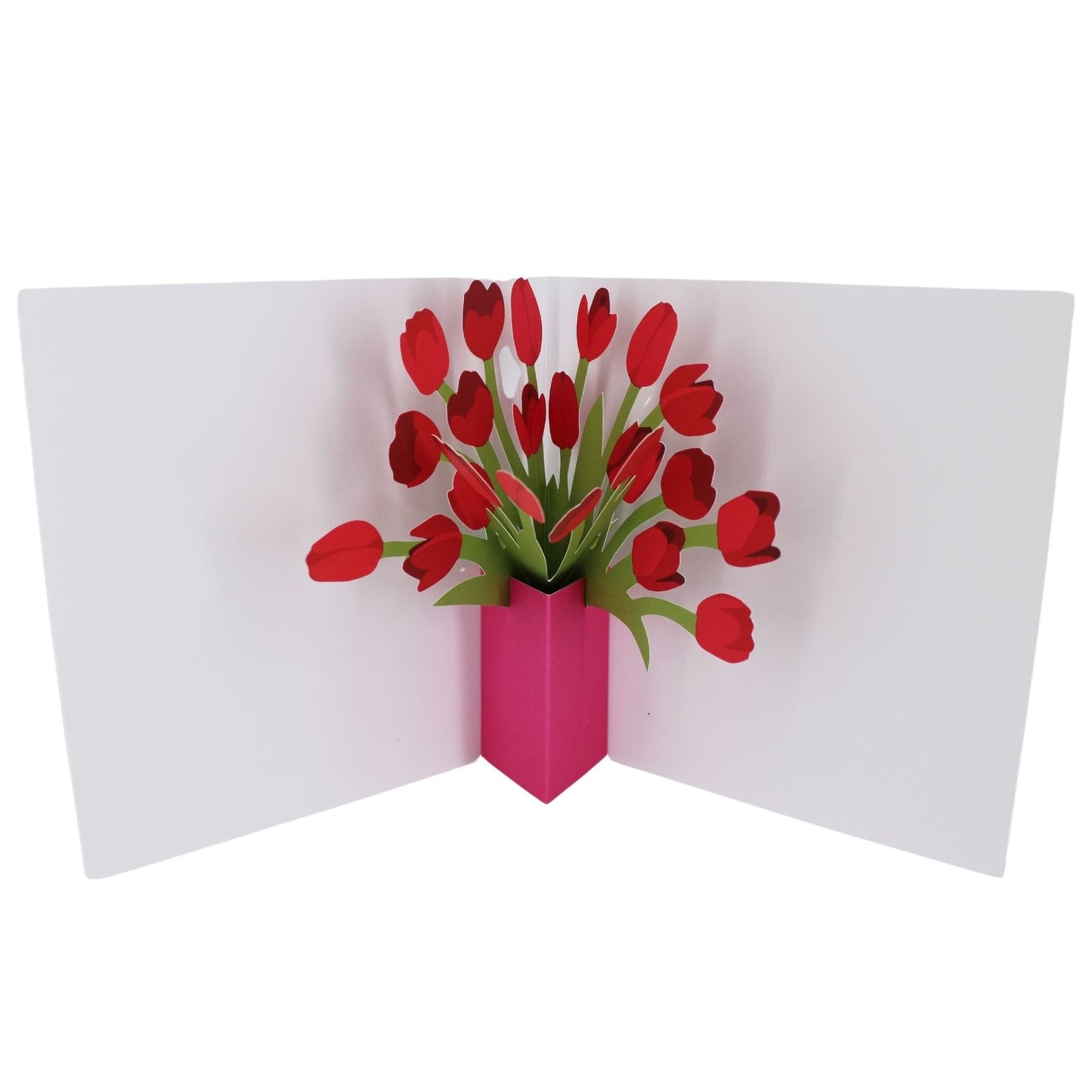2toTango 3D Pop Up Card Floral Display Red Tulips Greeting Card Any Occasion