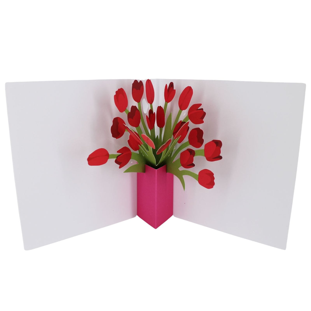 2toTango 3D Pop Up Card Floral Display Red Tulips Greeting Card Any Occasion