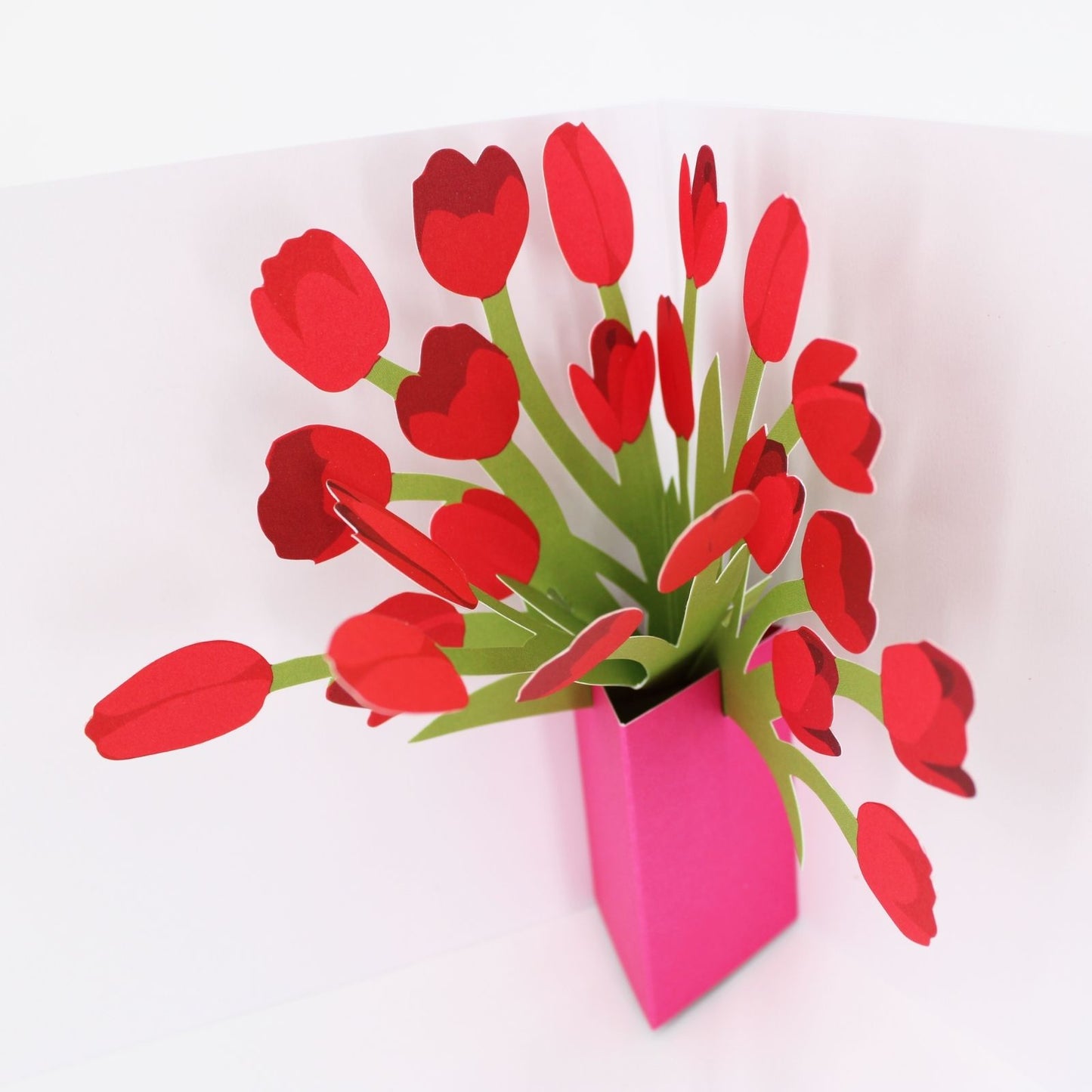 2toTango 3D Pop Up Card Floral Display Red Tulips Greeting Card Any Occasion
