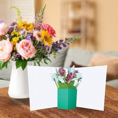 2toTango 3D Pop Up Card Yellow Rose Bouquet Greeting Card Any Occasion