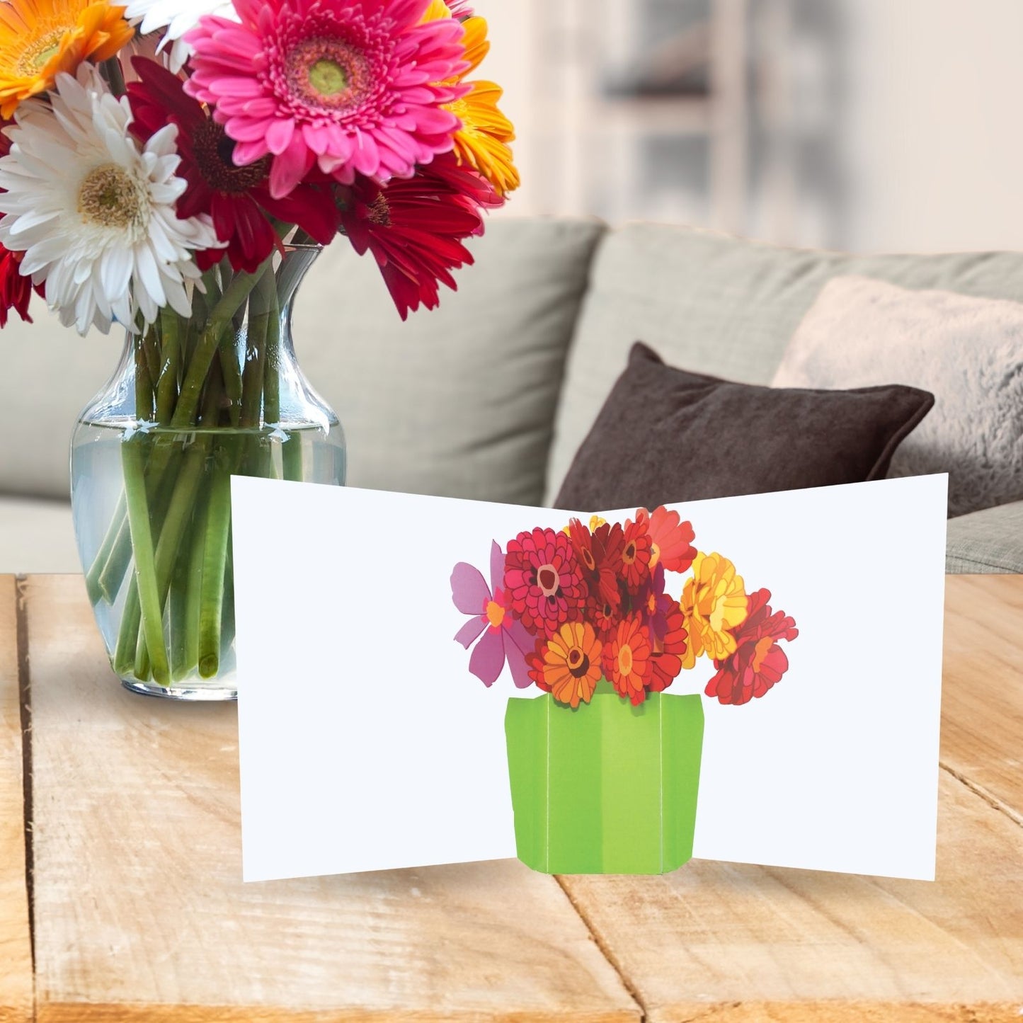 2toTango 3D Pop Up Card Gerbera Bouquet Greeting Card Any Occasion
