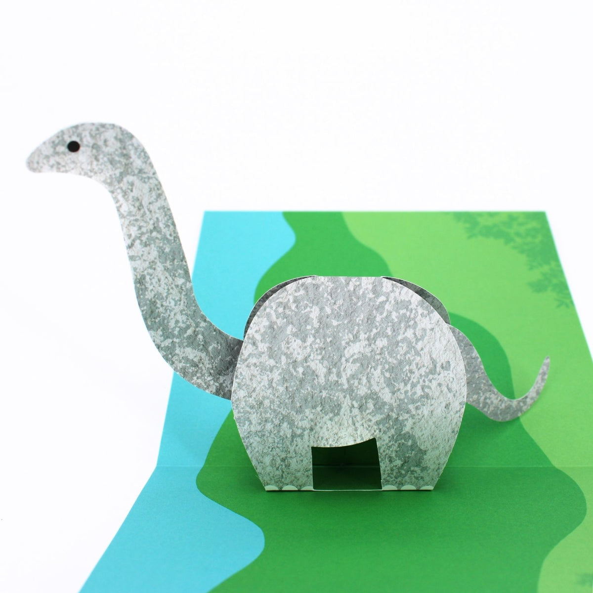 2toTango 3D Pop Up Card Green Brachiosaurus Dinosaur Greeting Card Any Occasion