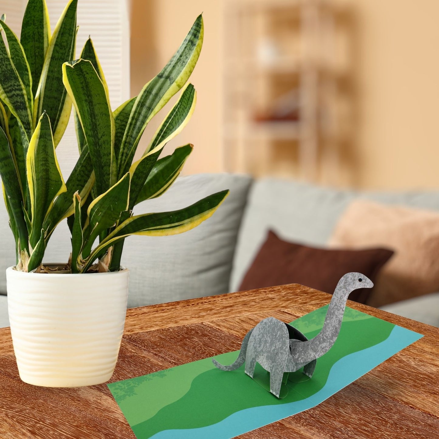 2toTango 3D Pop Up Card Green Brachiosaurus Dinosaur Greeting Card Any Occasion