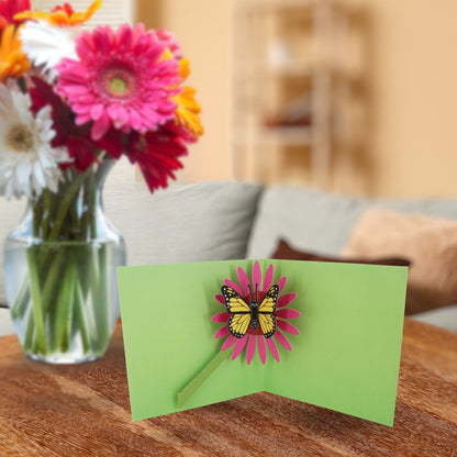 2toTango 3D Pop Up Card Butterfly On A Flower Greeting Card Any Occasion