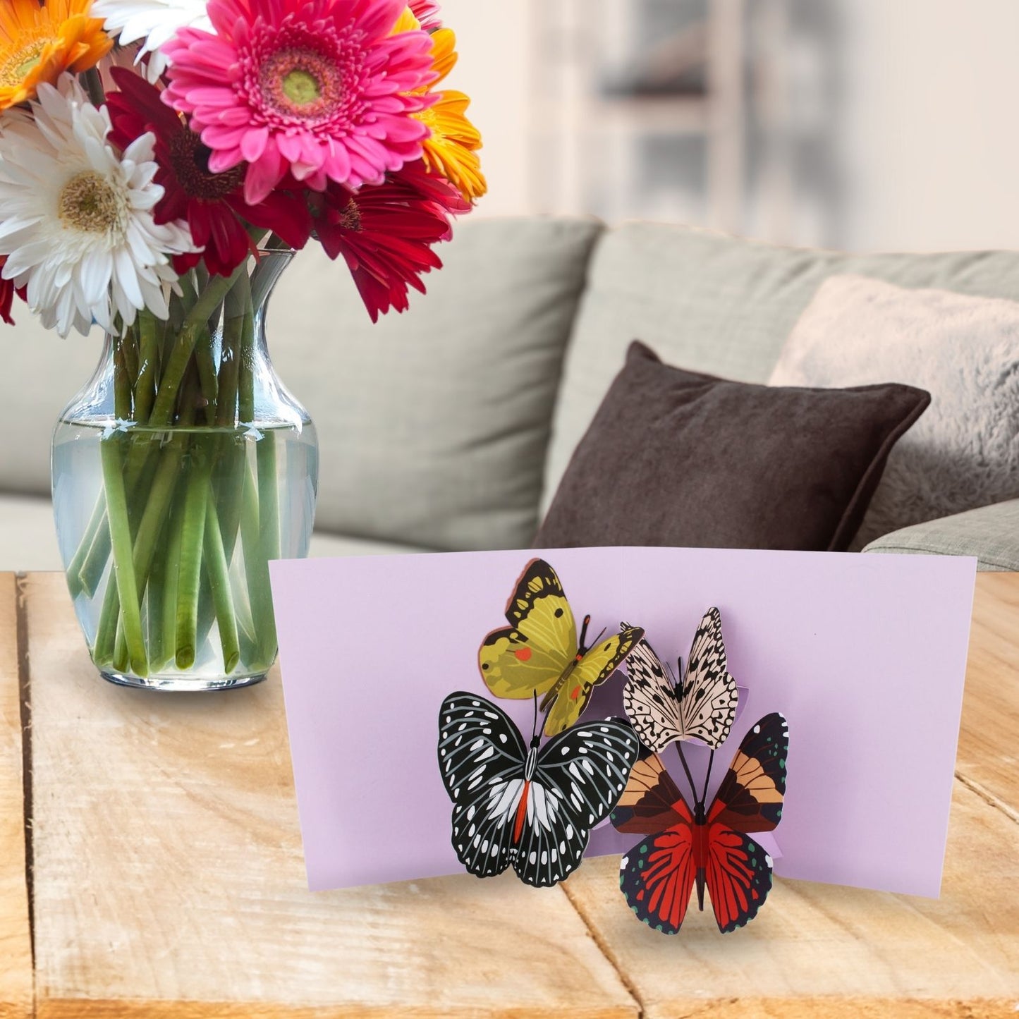 2toTango 3D Pop Up Card Colourful Butterflies Greeting Card Any Occasion