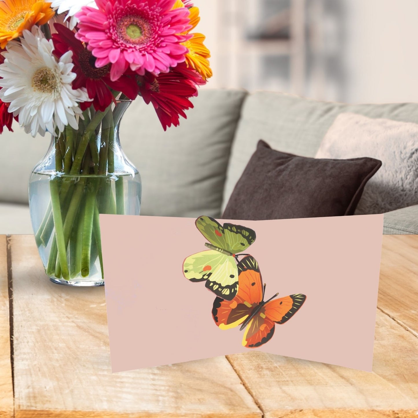 2toTango 3D Pop Up Card Two Colourful Butterflies Greeting Card Any Occasion