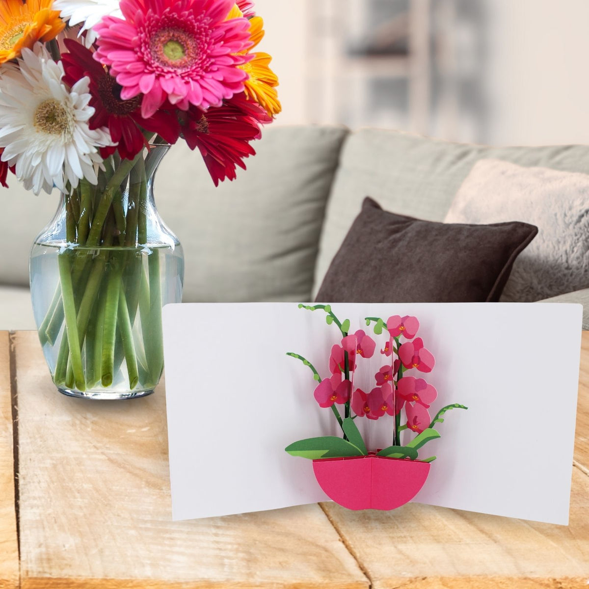 2toTango 3D Pop Up Card Pink Orchids Greeting Card Any Occasion