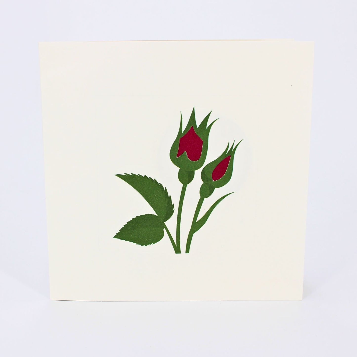 2toTango 3D Pop Up Card Green Single Red Rose Greeting Card Any Occasion