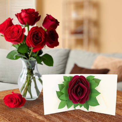 2toTango 3D Pop Up Card Green Single Red Rose Greeting Card Any Occasion