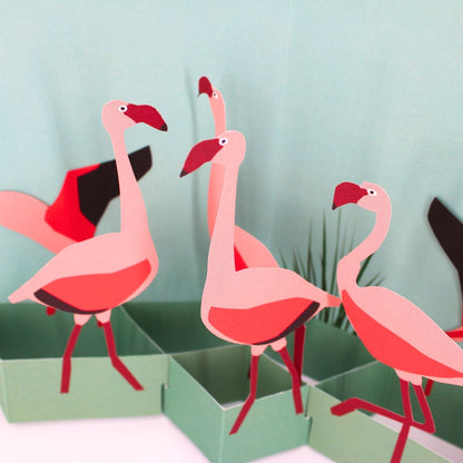 2toTango 3D Pop Up Card Pink Flamingos Greeting Card Any Occasion