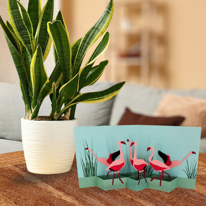 2toTango 3D Pop Up Card Pink Flamingos Greeting Card Any Occasion