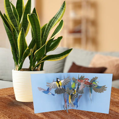 2toTango 3D Pop Up Card Colourful Birds Greeting Card Any Occasion