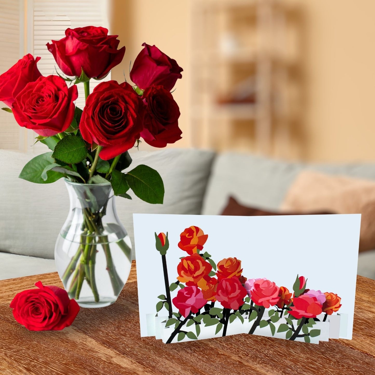 2toTango 3D Pop Up Card Mixed Roses Greeting Card Any Occasion