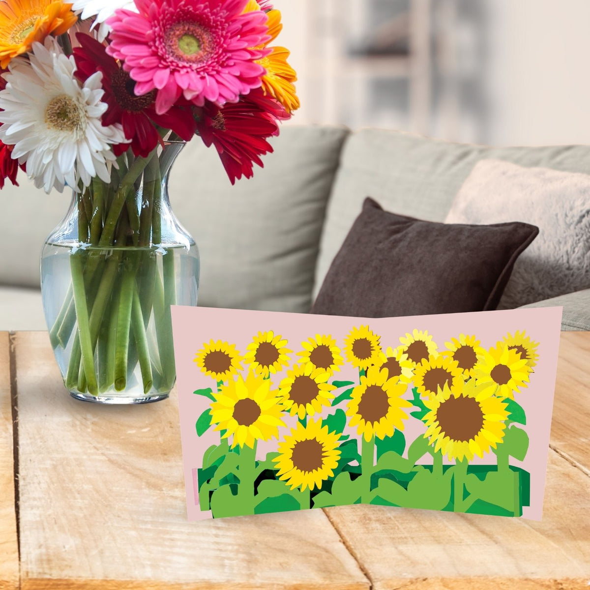2toTango 3D Pop Up Card Yellow Sunflowers Greeting Card Any Occasion