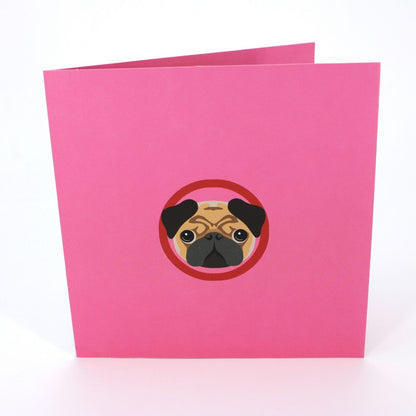 2toTango 3D Pop Up Card Dog Cute Pug Greeting Card Any Occasion