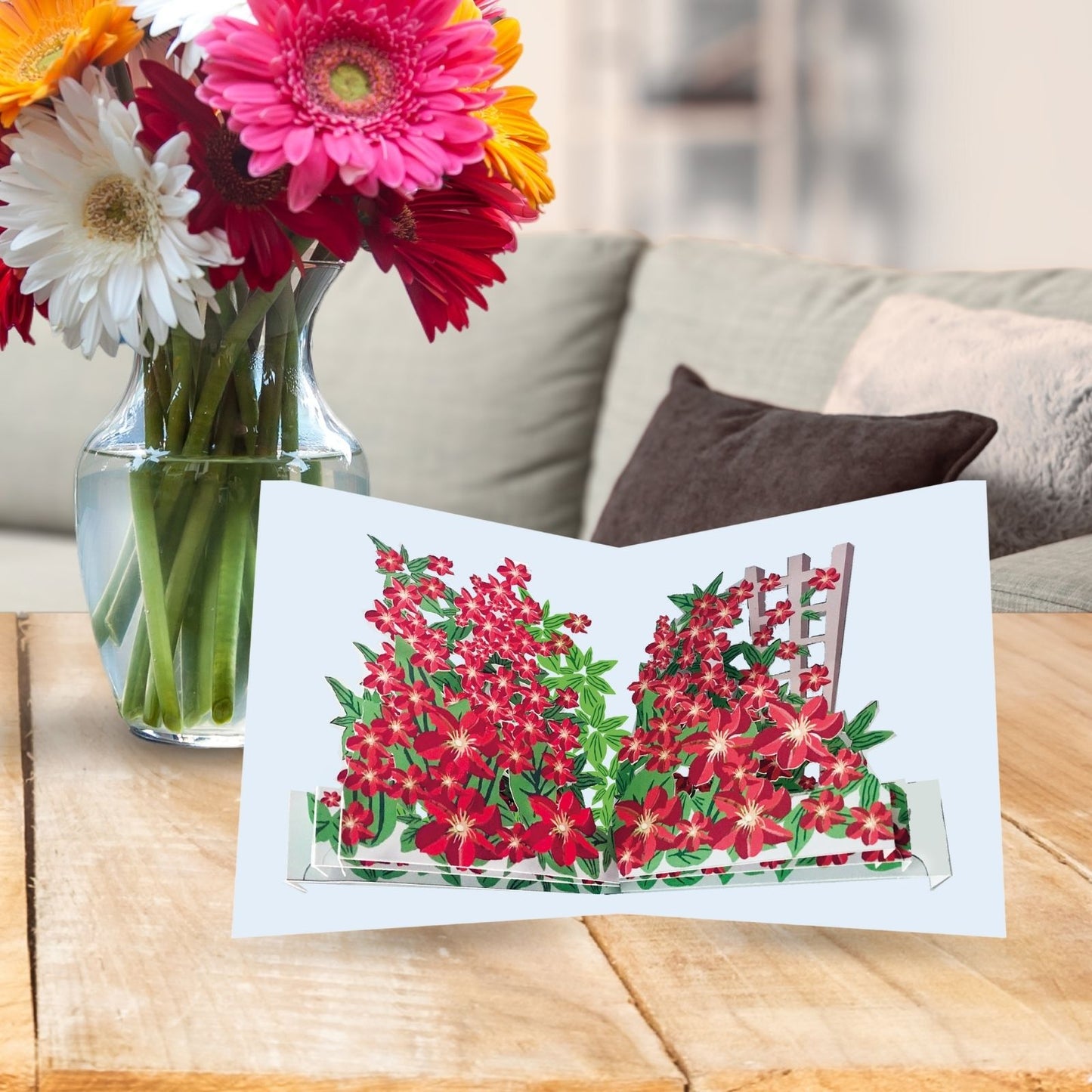 2toTango 3D Pop Up Card Flowering Clematis Greeting Card Any Occasion