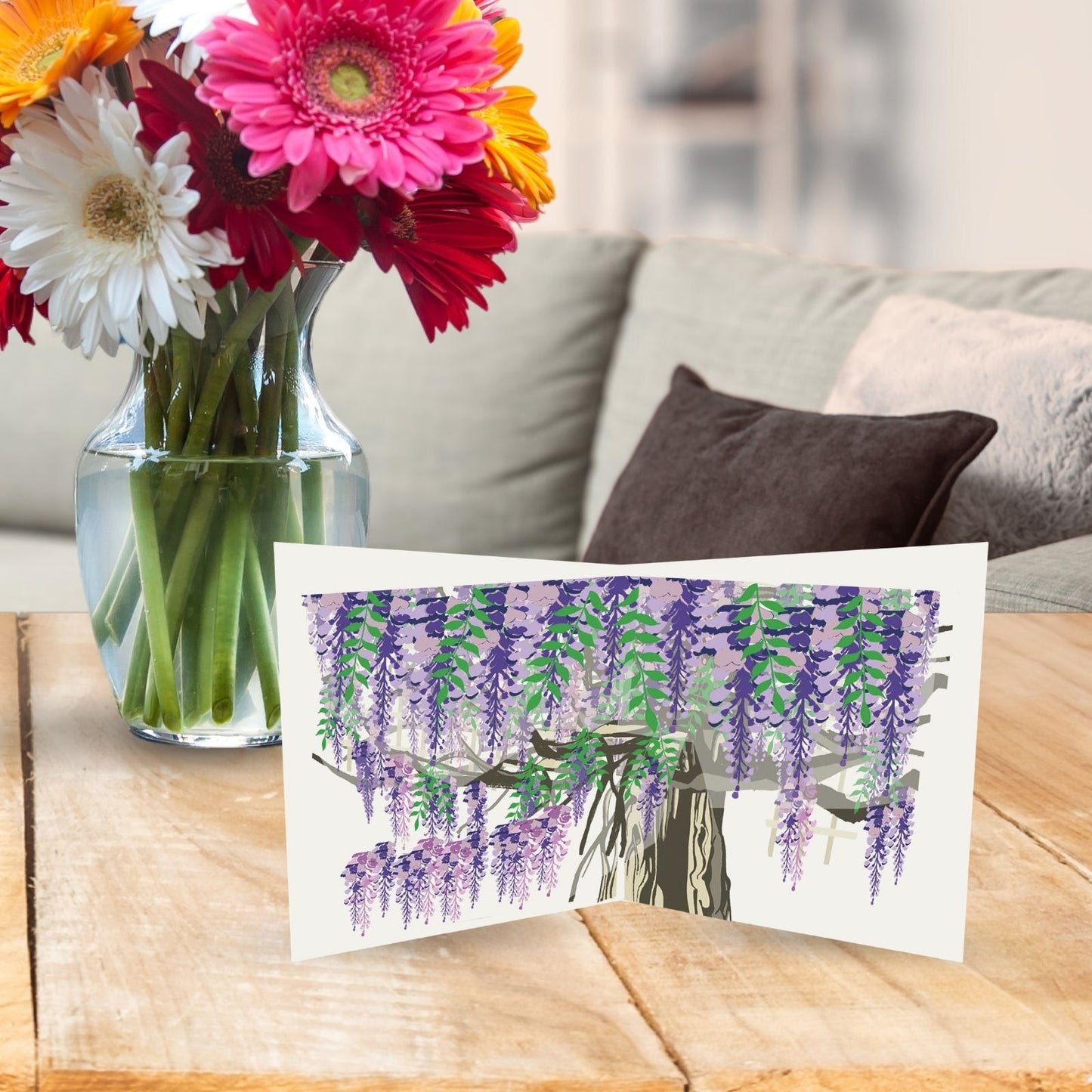 2toTango 3D Pop Up Card Flowering Wisteria Greeting Card Any Occasion