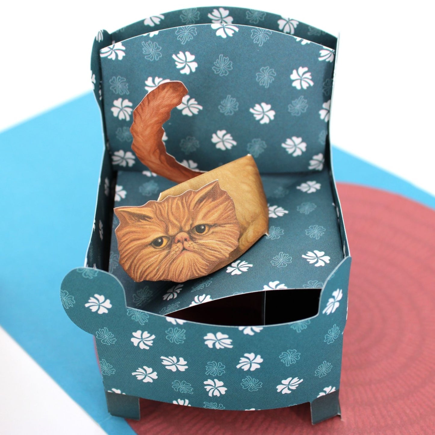 2toTango 3D Pop Up Card Cat Sat In Armchair Greeting Card Any Occasion