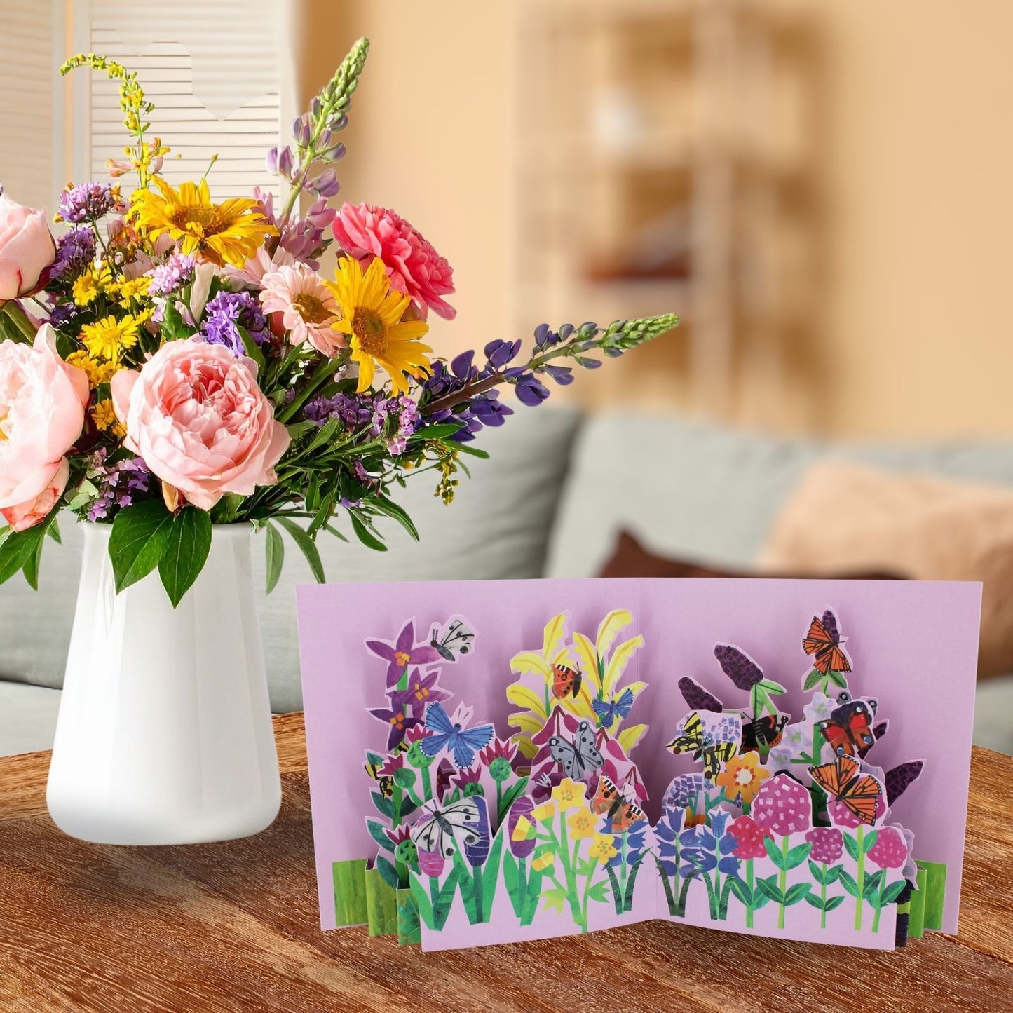 2toTango 3D Pop Up Card Butterflies & Flowers Greeting Card Any Occasion
