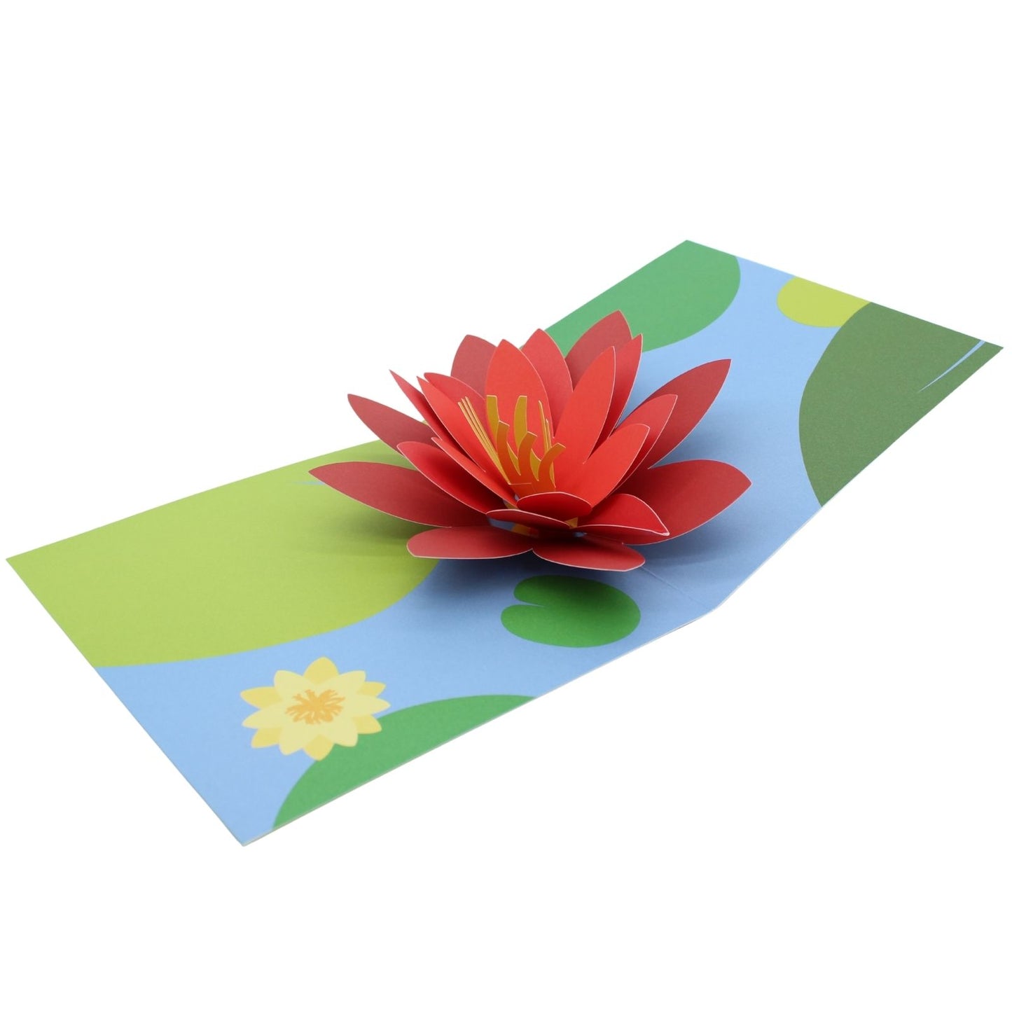 2toTango 3D Pop Up Card Red Water Lilies Greeting Card Any Occasion