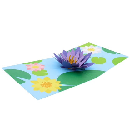 2toTango 3D Pop Up Card Violet Water Lilies Greeting Card Any Occasion