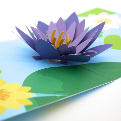 2toTango 3D Pop Up Card Violet Water Lilies Greeting Card Any Occasion