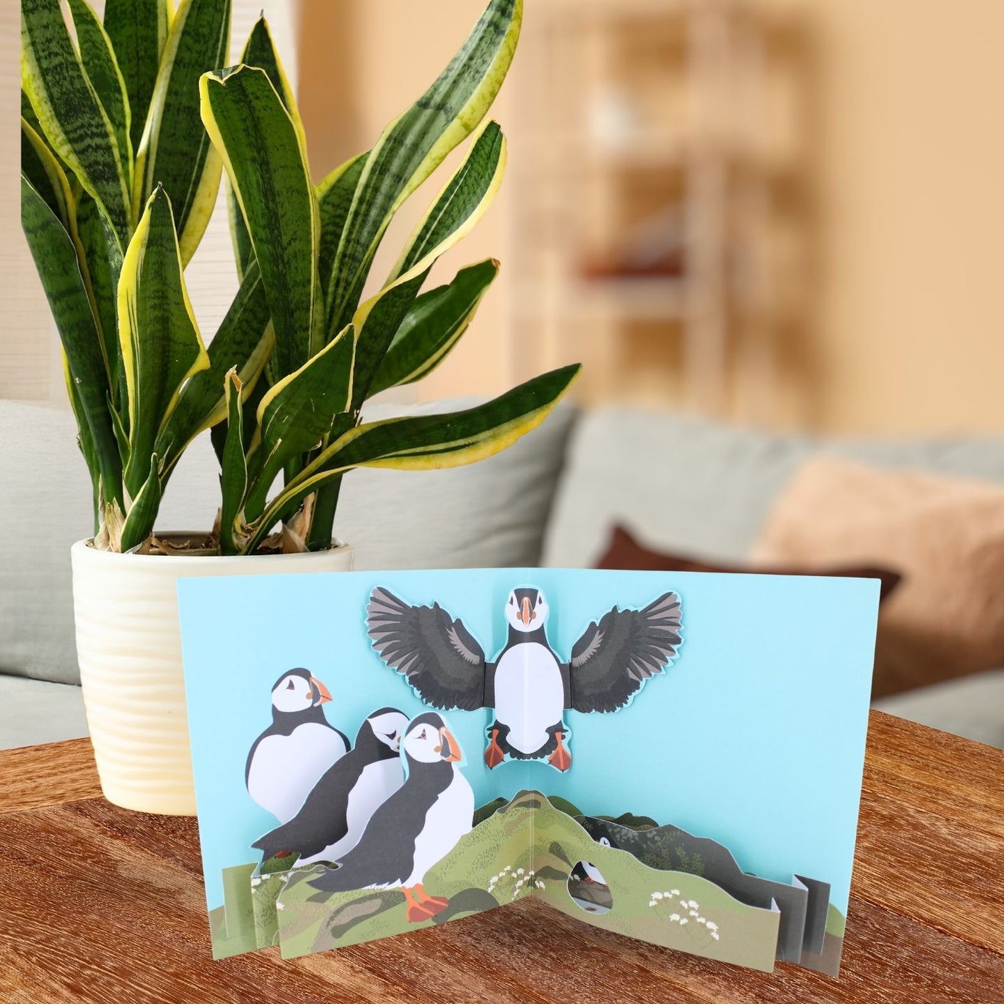 2toTango 3D Pop Up Card Puffins Greeting Card Any Occasion