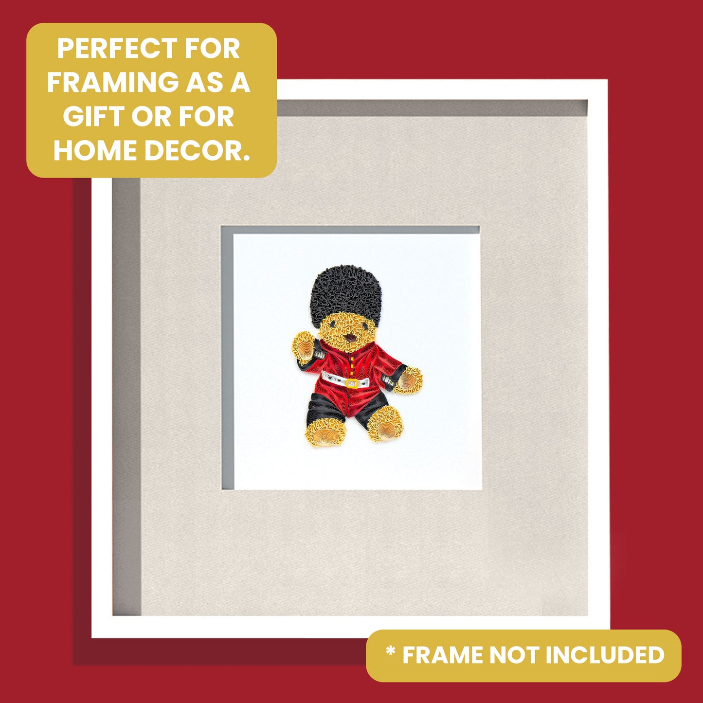 Quilling Huggable Herrington Bear Royal Guard Hand-Finished Art Greeting Card