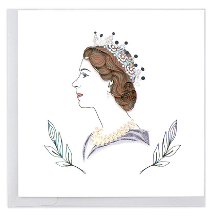 Quilling Queen Elizabeth Royal Portrait Hand-Finished Art Greeting Card