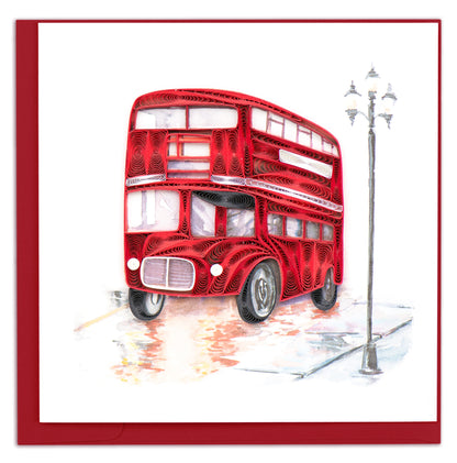 Quilling Red London Bus Lavish London Hand-Finished Art Greeting Card
