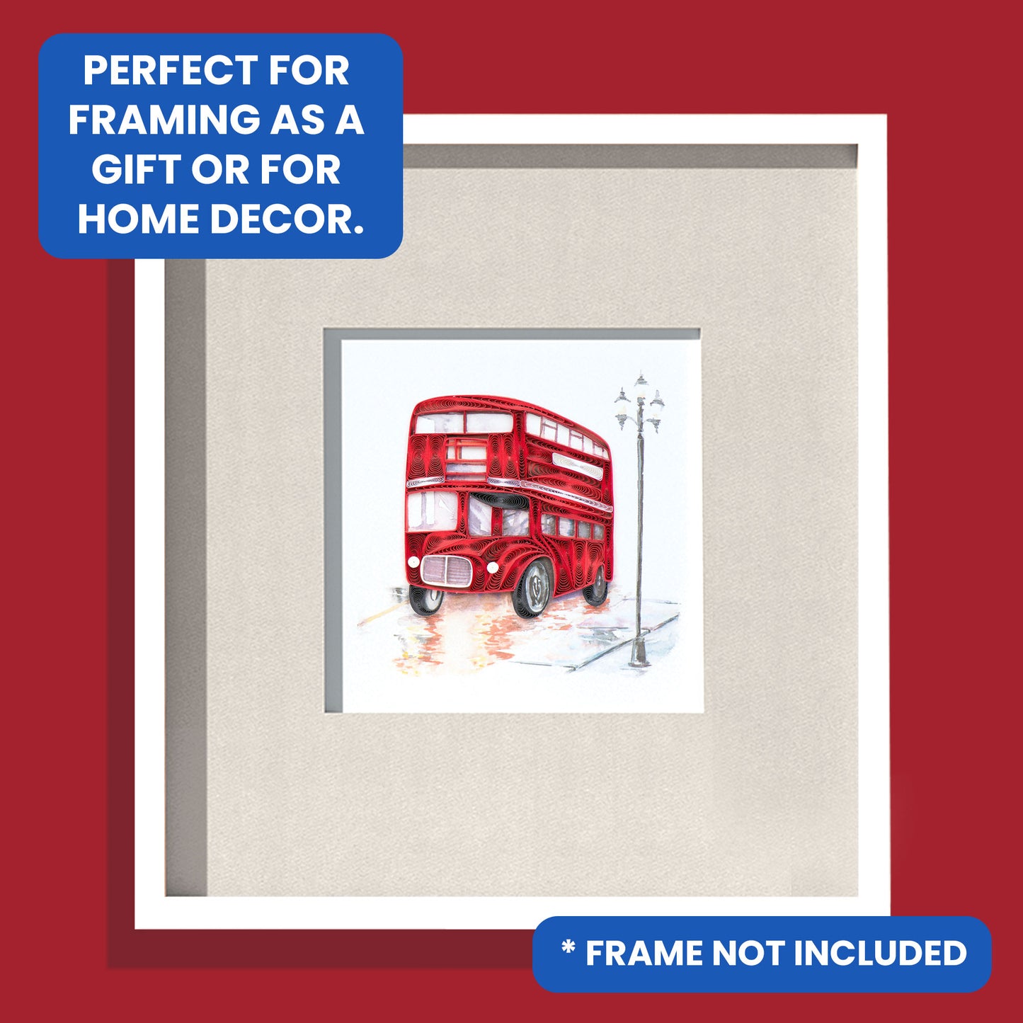 Quilling Red London Bus Lavish London Hand-Finished Art Greeting Card