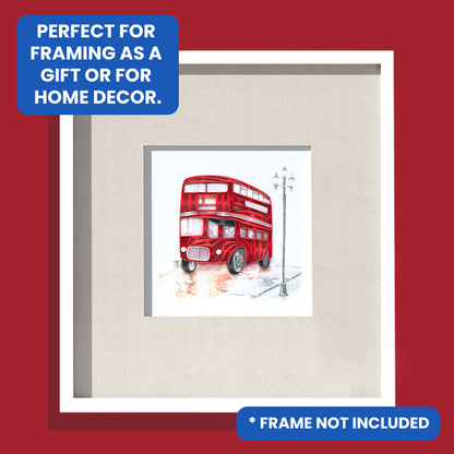 Quilling Red London Bus Lavish London Hand-Finished Art Greeting Card