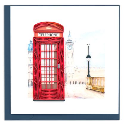 Quilling Red London Telephone Box Big Ben Hand-Finished Art Greeting Card
