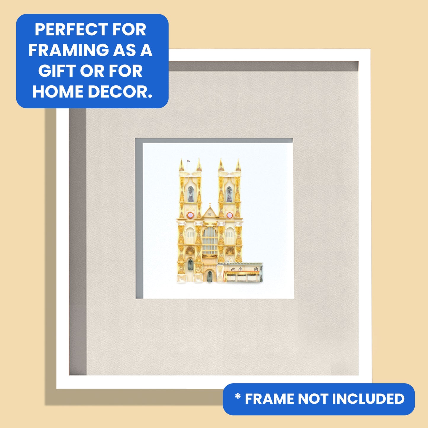 Quilling London Westminster Abbey Hand-Finished Art Greeting Card