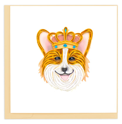 Quilling Royal Corgi In A Crown Hand-Finished Art Greeting Card