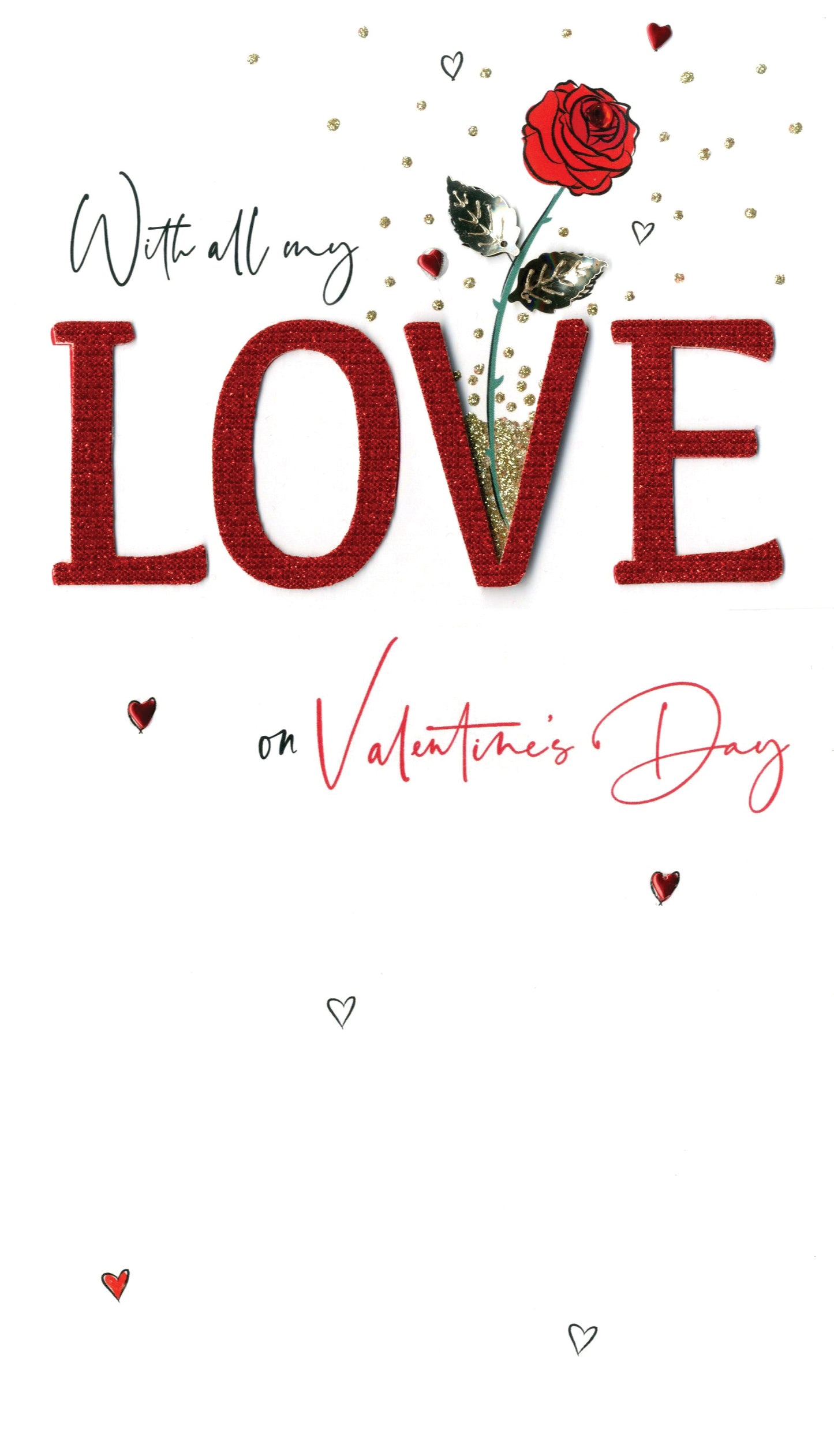 With All My Love Embellished Valentine's Card Hand-Finished