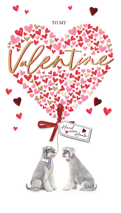 Head Over Heels Puppy Love Pals Valentines Day Hand-Finished Greeting Card