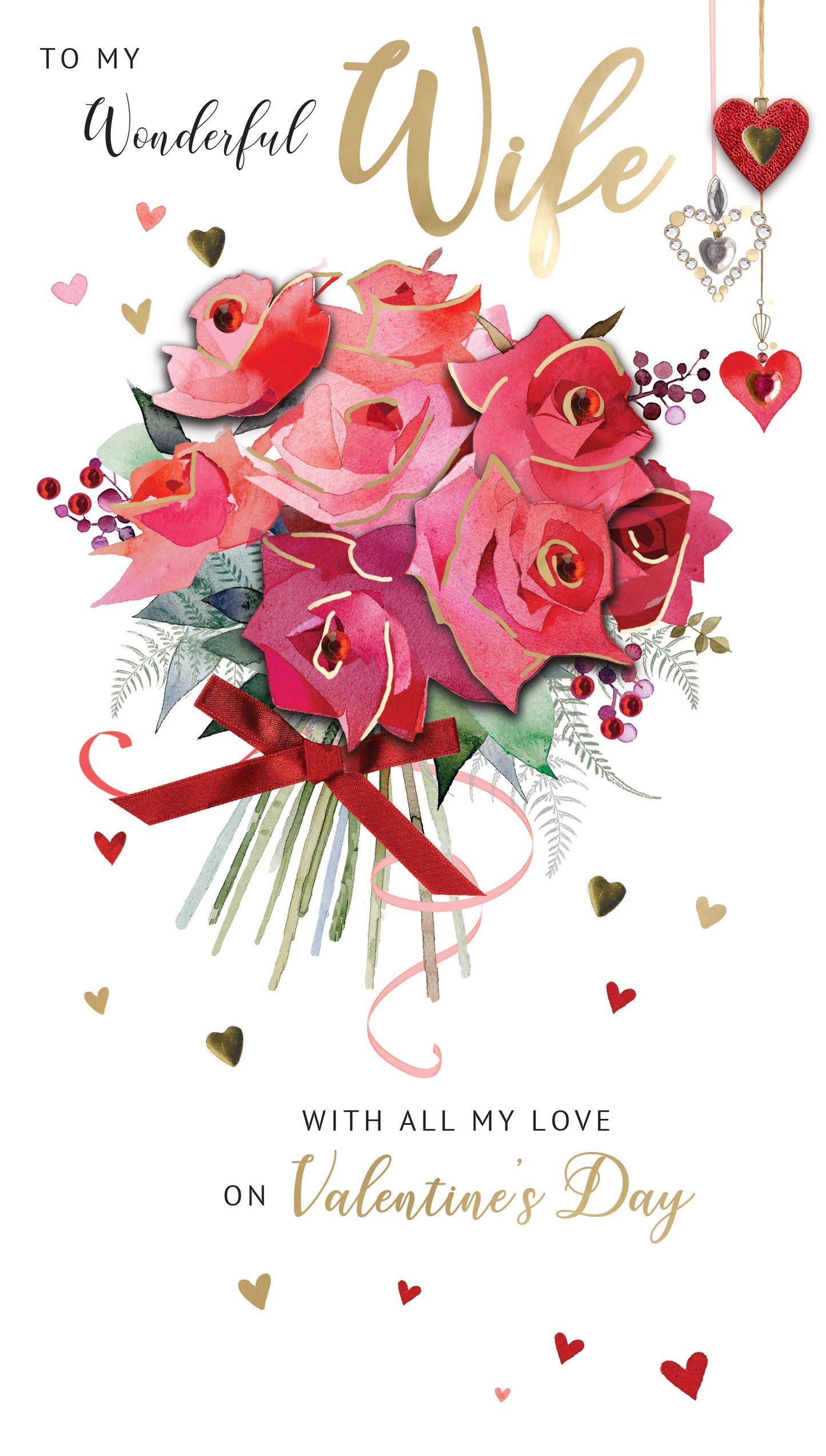 Wonderful Wife Love In Bloom Valentines Day Hand-Finished Greeting Card
