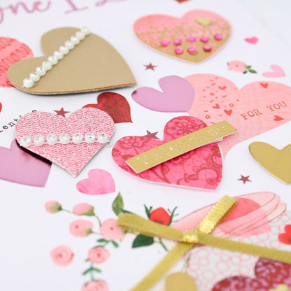Hand-Finished One I Love Valentine's Card Embellished Jar Of Love Champagne Card