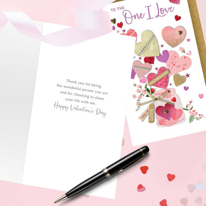 Hand-Finished One I Love Valentine's Card Embellished Jar Of Love Champagne Card