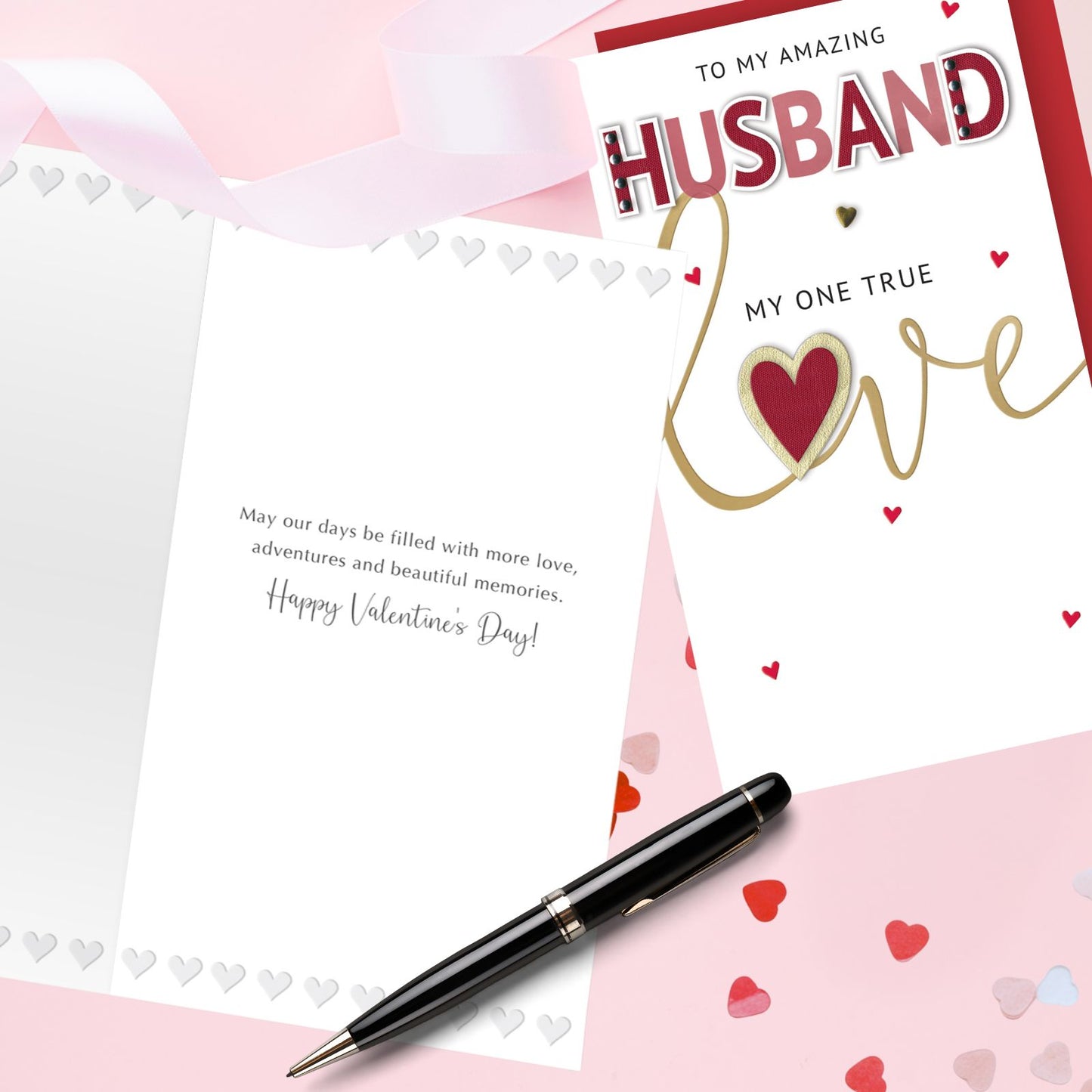 Hand-Finished Amazing Husband Valentine's Card My One True Love Champagne Card